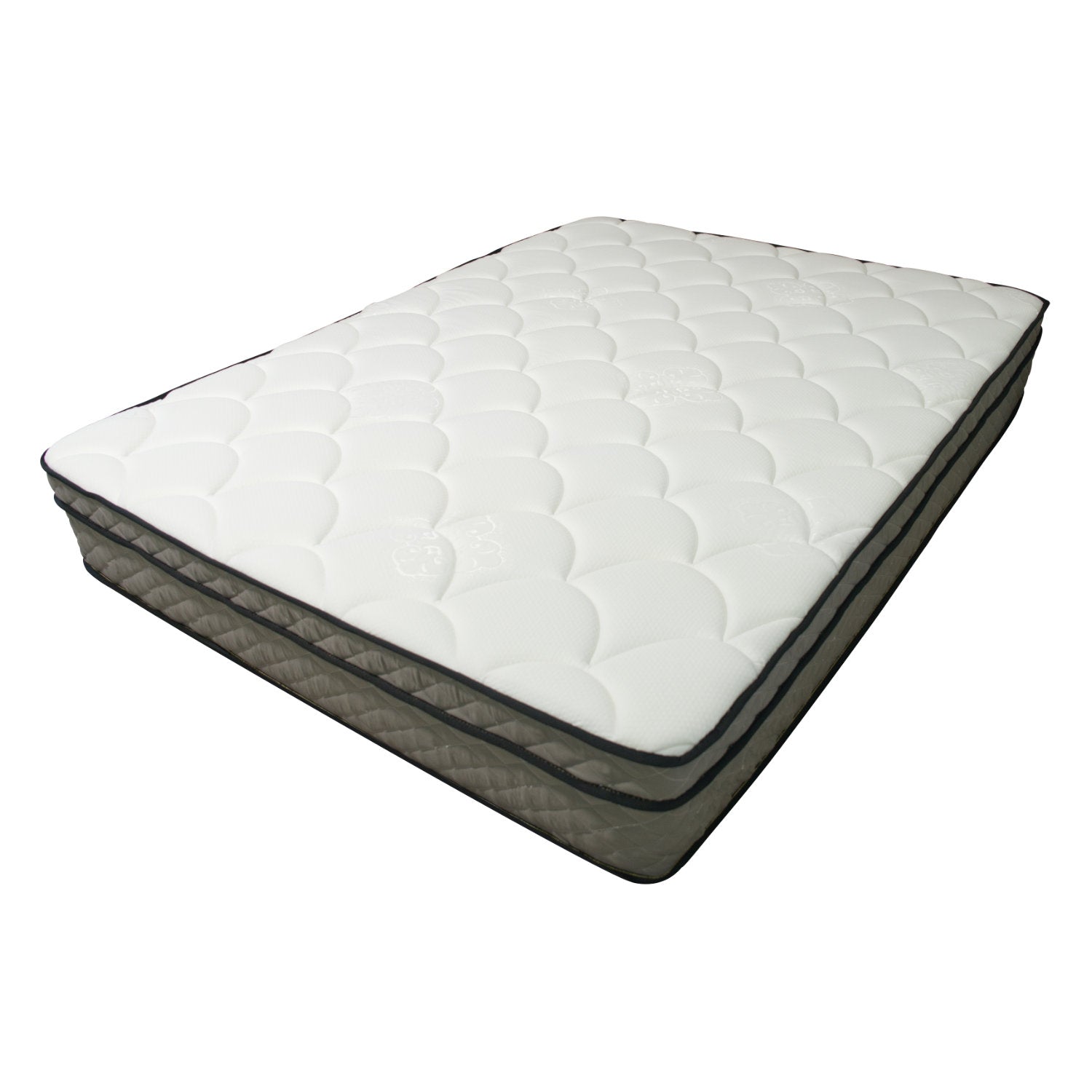 Made In Usa 12" Queen Euro Top Pocket Coil And Cooling Gel Memory Foam Highlyquilted Cover Hybrid Mattress, Pressure Relief, And Motion Isolation, Certipur Us In A Box White Gray Foam Spring Queen