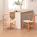 Natural Solid Wood Wishbone Design Backrest Chair With Canvas Seat For Dining Room And Kitchen Wood Natural Modern Solid Wood