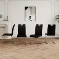 Modern Dining Chairs With Faux Leather Padded Seat Dining Living Room Chairs Upholstered Chair With Chrome Metal Legs Design For Kitchen, Living, Bedroom, Dining Room Side Chairs Set Of 4 Black Silver Metal