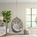 Los Alamitos Hanging Chair With 8Ft Chain Grey Pe Rattan Iron Waterproof Fabric