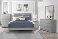 Classic Gray Finish Full Size Panel Bed Upholstered Headboard Wooden Bedroom Furniture 1Pc Box Spring Required Full Gray Wood Bedroom Panel Faux Leather Wood