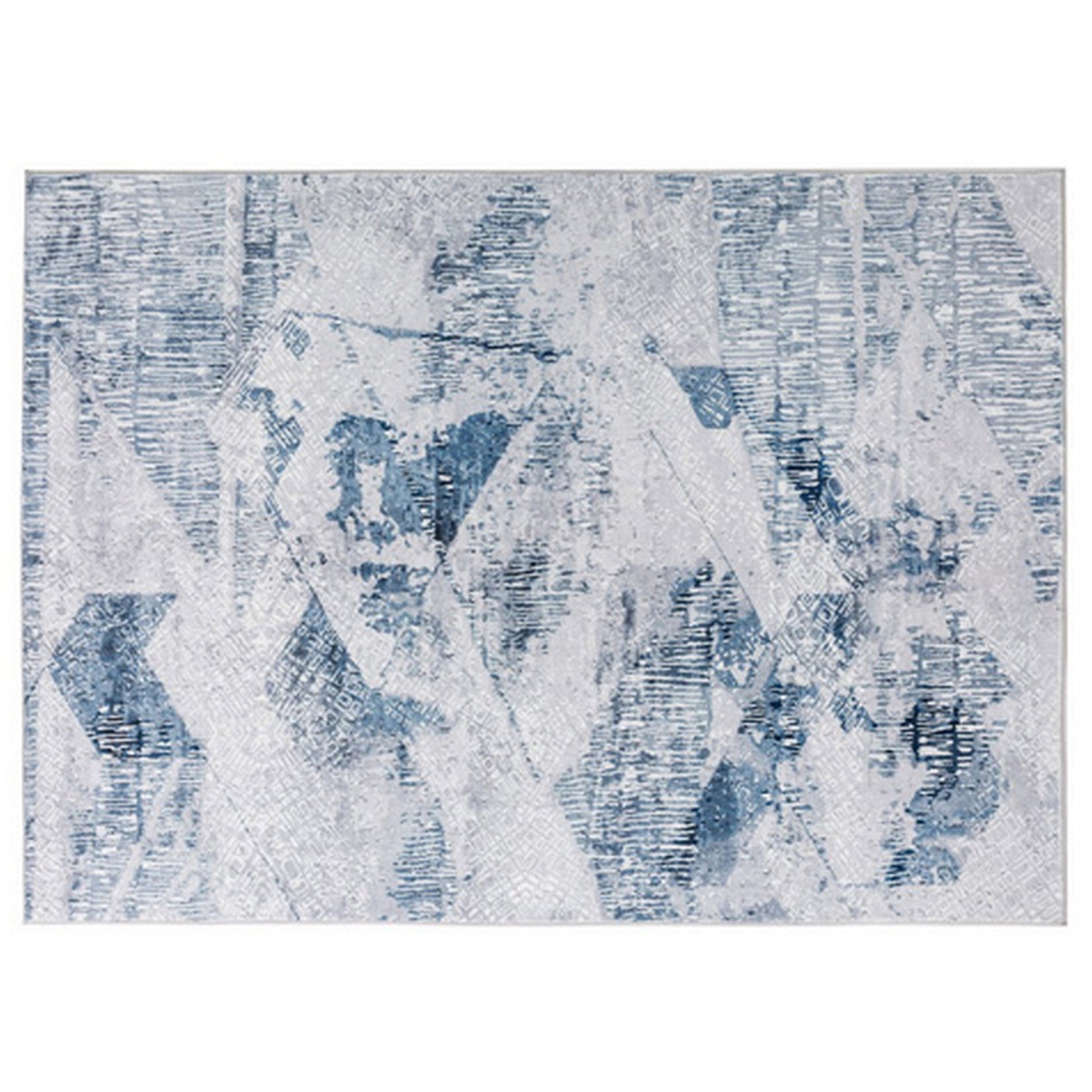 Lexi 5 X 7 Modern Area Rug, Abstract Art Design, Soft Fabric, Blue, Gray Blue Grey Fabric