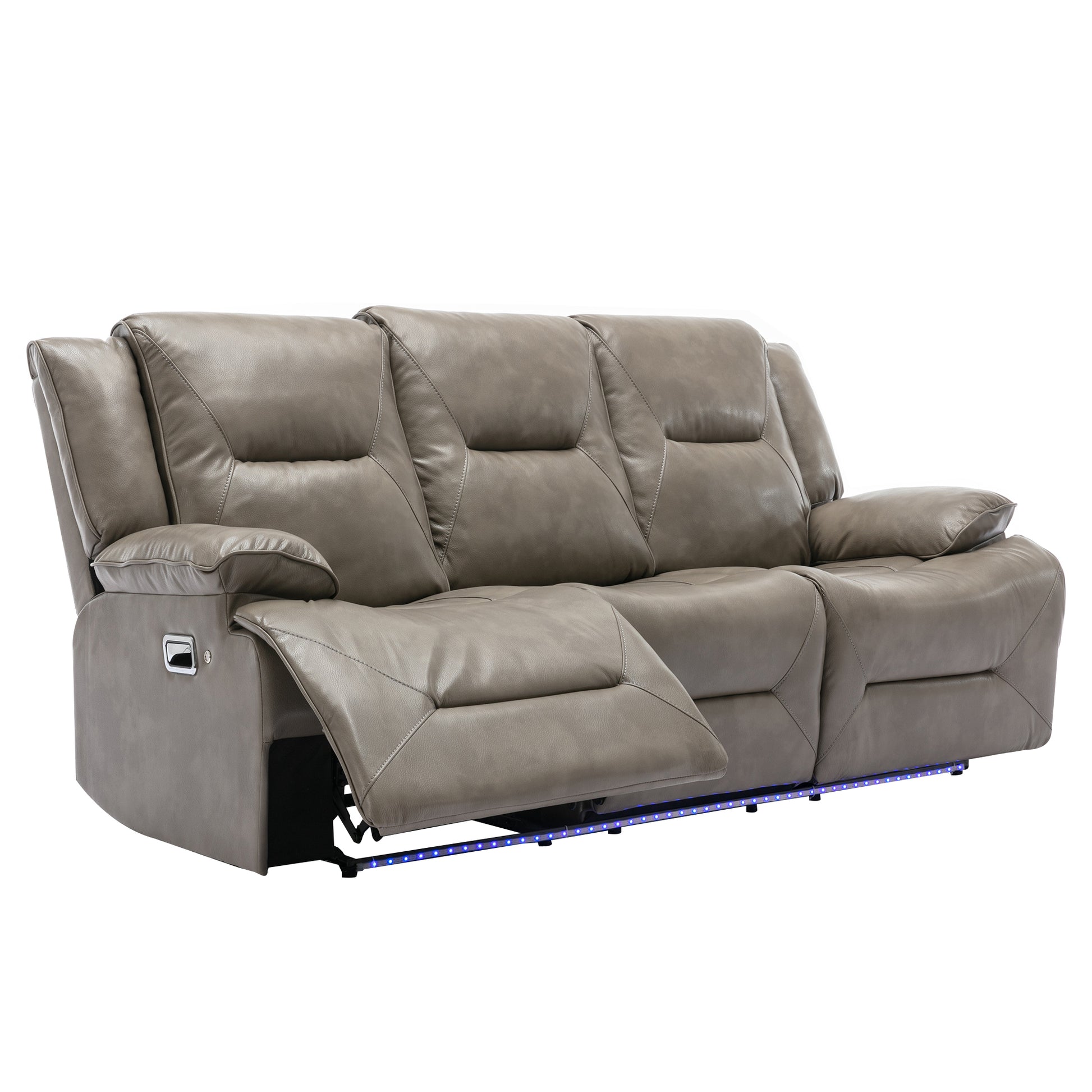 Home Theater Recliner Set Manual Recliner Chair With A Led Light Strip Two Built In Cup Holders For Living Room,Bedroom, Grey Grey Foam Pu