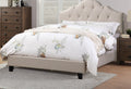 Contemporary 1Pc Queen Size Bed Adjustable Hb Light Brown Polyfiber Tufted Upholstered Wooden Bedframe Bedroom Furniture Box Spring Not Required Queen Light Brown Espresso Wood Bedroom