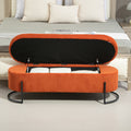 Coolmore Storage Ottoman,Bedroom End Bench,Upholstered Fabric Storage Ottoman With Safety Hinge, Entryway Padded Footstool, Ottoman Bench For Living Room & Bedroom Orange Orange Foam Velvet