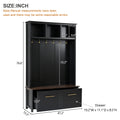 Versatile 4 In 1 Hall Tree With 6 Golden Hooks, Wood Grain Bench With Multiple Storage Space, Entryway Coat Rack With 2 Drawers For Living Room, Hallway, Black, 76.6''H Old Sku:N721S000034B Black