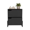 Lovell Nightstand With Sturdy Base And 2 Drawers Black Mdf Engineered Wood