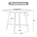 A Modern Minimalist Circular Dining Table With A 42 Inch Diameter White Patterned Tabletop And White Metal Legs. Suitable For Restaurants, Living Rooms, And Conference Rooms. White Mdf Metal