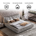 King Size Luxury Upholstered Platform Bed With Removable Cushion And Solid Wood Frame,Suitable For Multiple Heights Of Mattresses,Light Grey King Light Grey Upholstered