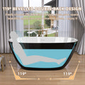 55 Inch Acrylic Freestanding Bathtub Modern Stand Alone Soaking Bathtub With Overflow And Pop Up Drain Gloss Black Black White Oval Bathroom Freestanding Tubs Polished Less Than 59 In Contemporary,Modern Soaking Center Fiberglass Acrylic