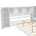 Full Size Platform Bed With Storage Headboard And Lockers, White Full Box Spring Not Required White Wood Bedroom Solid Wood Mdf