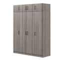 4 Door Wardrobe With 1 Drawer And Top Cabinetgray Gray Gray Bedroom Contemporary Particle Board