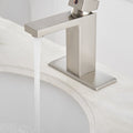 Brushed Nickel Low Arc Single Handle Bathroom Sink Faucet With Drain Brushed Nickel Brass