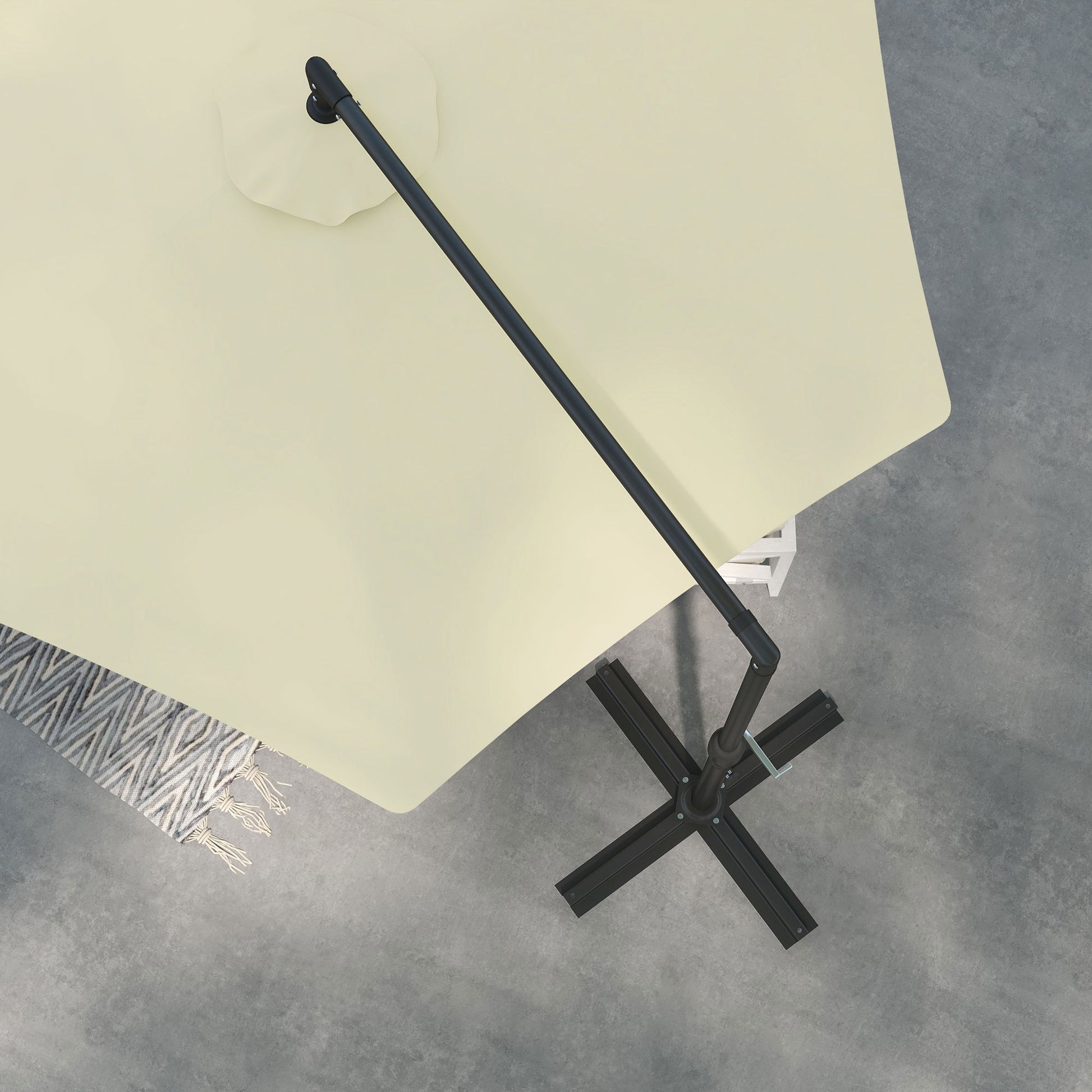 Outsunny 9.5Ft Cantilever Patio Umbrella With Crank, Cross Base And Air Vent, Round Hanging Offset Umbrella, Heavy Duty Outdoor Umbrella For Garden, Pool, Backyard, Deck, Beige Beige Polyester