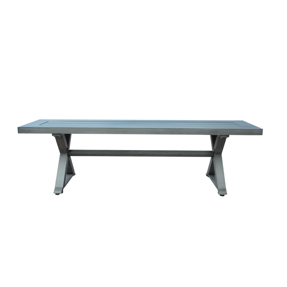 Modern Outdoor Aluminum Dining Bench, Dark Gray Dark Gray Aluminium