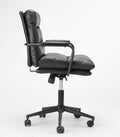 Black Leather Office Chair Mid Back Leather Desk Chair Modern Excutive Office Chair With Arms And Wheels For Home Office Black Pu Iron