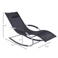 Outsunny Zero Gravity Rocking Chair Outdoor Chaise Lounge Chair Recliner Rocker With Detachable Pillow And Durable Weather Fighting Fabric For Patio, Deck, Pool, Black Black Steel