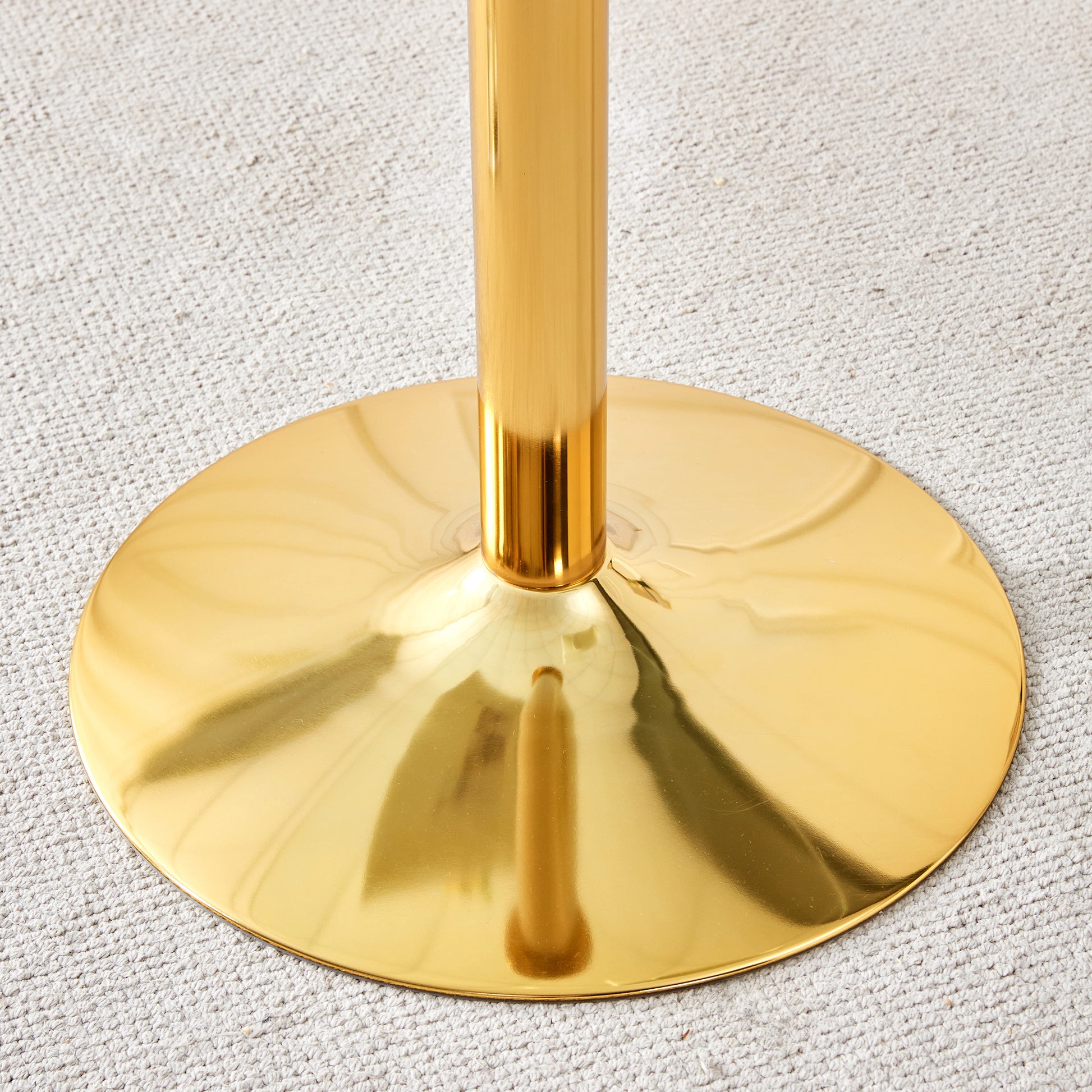 A 35 Inch Diameter Glass Top And A Modern, Minimalist Round Dining Table With Gold Metal Legs. Ideal For Dining Rooms, Living Rooms And Meeting Rooms. Model: Dt 1166 Gold Glass Metal