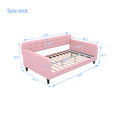 Twin Size Upholstered Tufted Daybed With 4 Support Legs, Pink Box Spring Not Required Twin Pink Wood Bedroom Daybeds Linen Upholstered