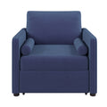 3 In 1 Convertible Sleeper Chair With Adjustable Backrest, Lounger Chair Turns Into Bed, Single Bed For Living Room, Velvet, Ink Blue Blue Velvet