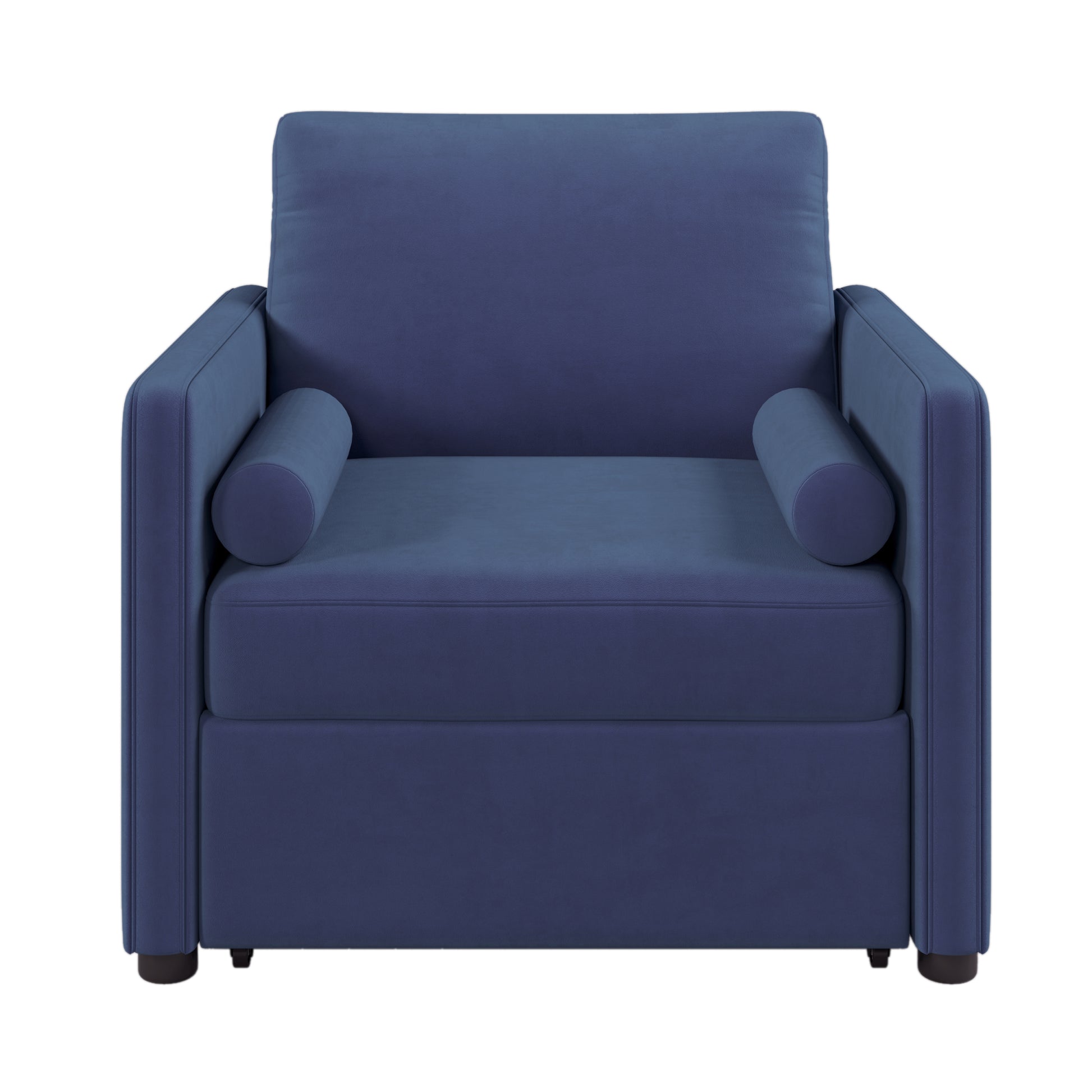 3 In 1 Convertible Sleeper Chair With Adjustable Backrest, Lounger Chair Turns Into Bed, Single Bed For Living Room, Velvet, Ink Blue Blue Velvet