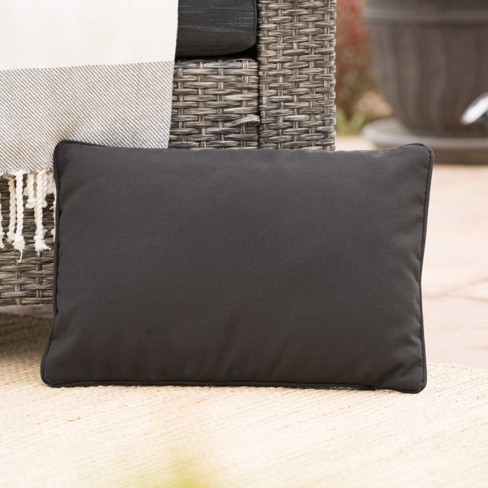 Coronado Rectangular Pillow Black Fabric