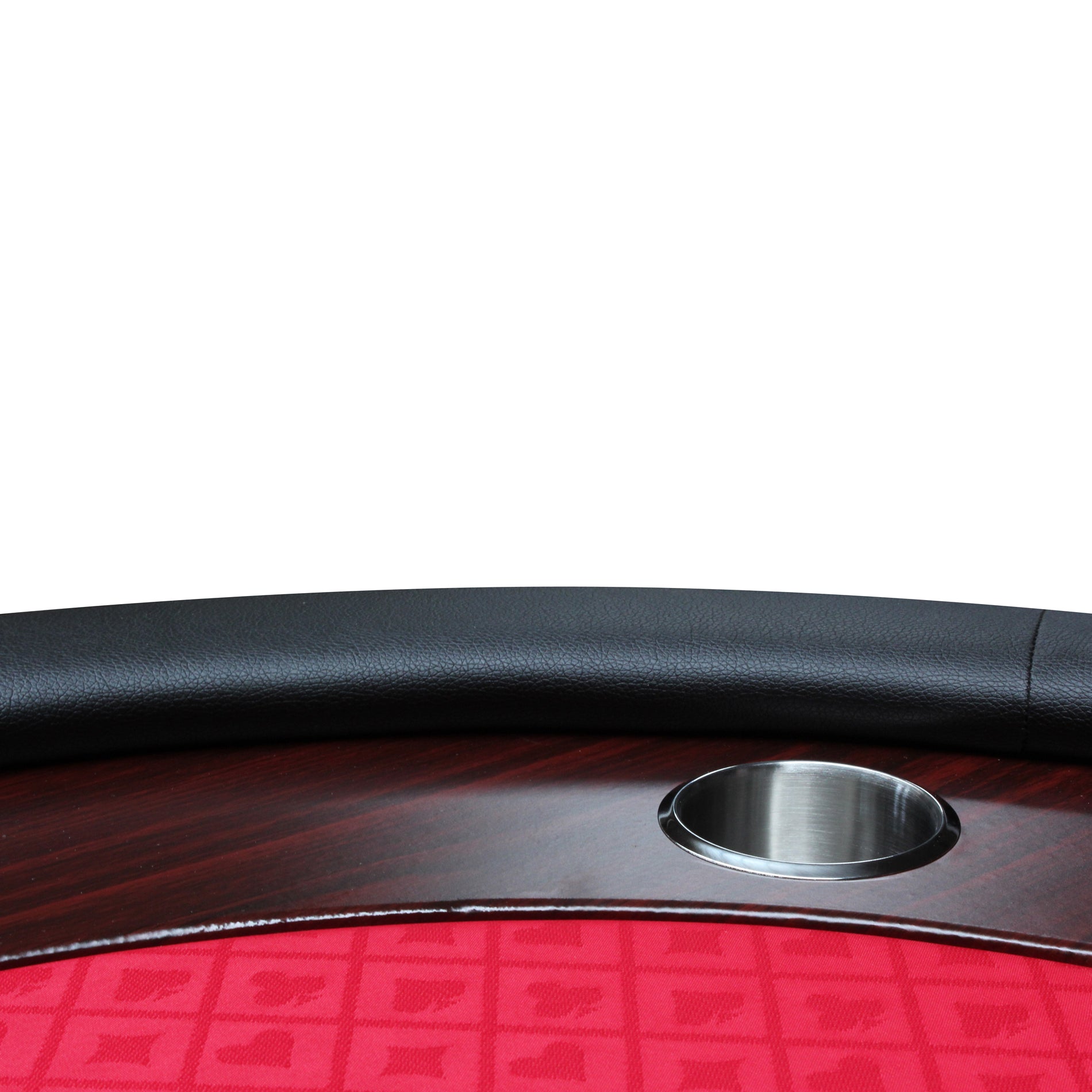 96" Light Series Foldable Poker Table With Wooden Racetrack Felt Stainless Legs Cup Holders Red Red Primary Living Space Modern Wood Stainless Steel