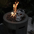 Demon Skull,Suitable For Outdoor Fireplace And Fire Pit, Halloween Decoration Black White American Traditional Magnesium Oxide