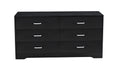 Wood Mdf Boards, 6 Drawers Dresser, Black Black Mdf