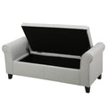 Hayes Armed Storage Bench Light Grey Fabric