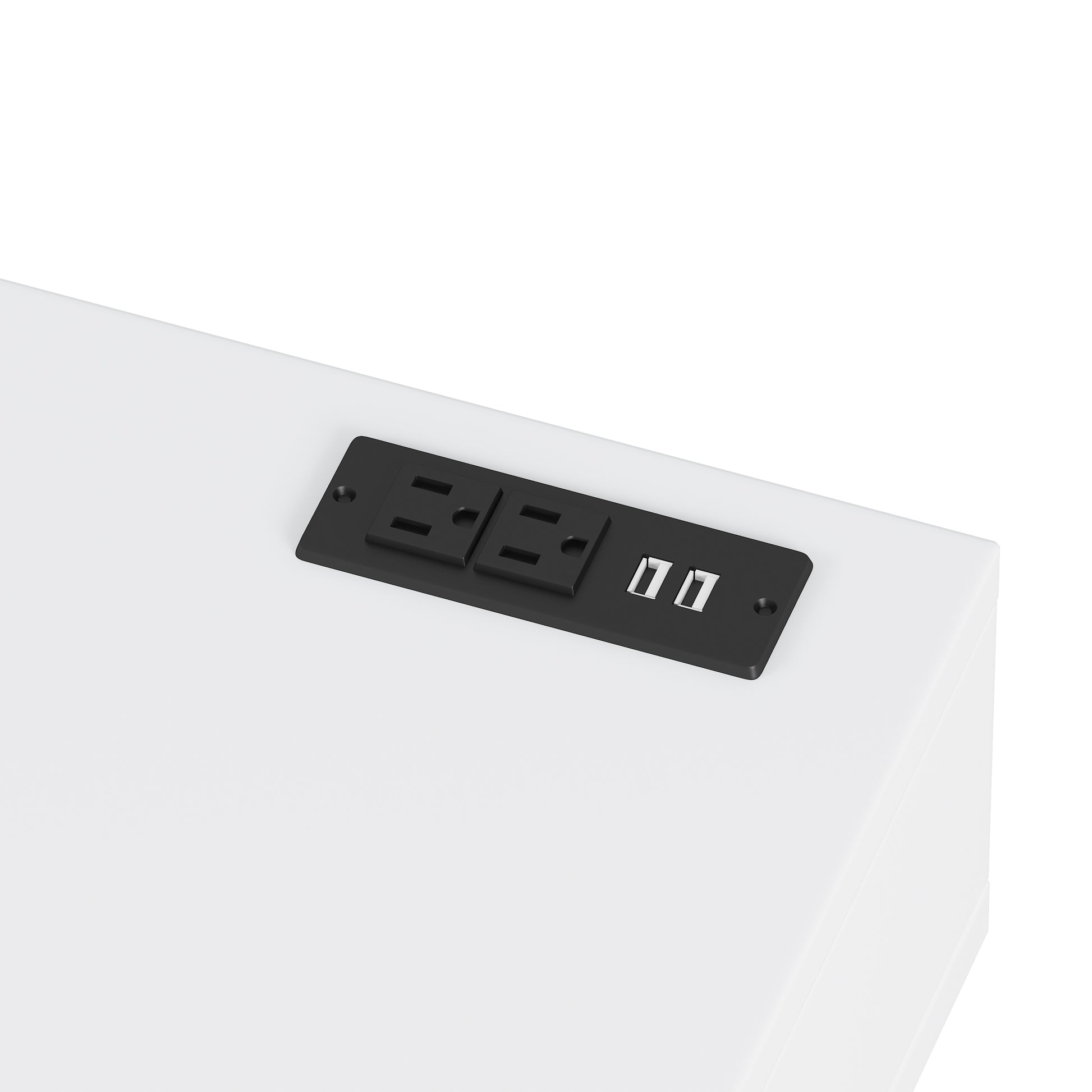 39" Retro Bohemian Style Wooden Makeup Vanity Set With Charging Plug&Usb Port And Stool, Dressing Table With 3 Storage Drawers And 1 Rectangular Rattan Drawer, White White 4 Drawers Wood