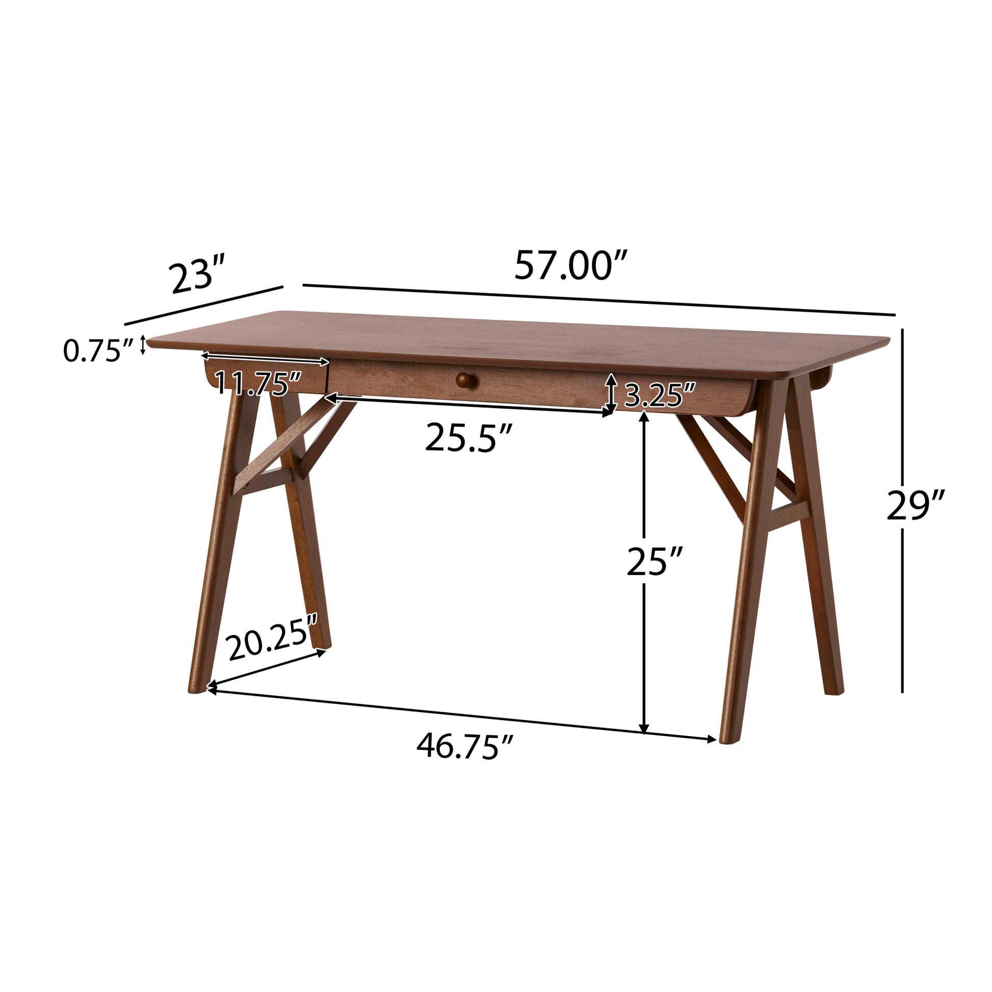 Desk Walnut Solid Wood Mdf