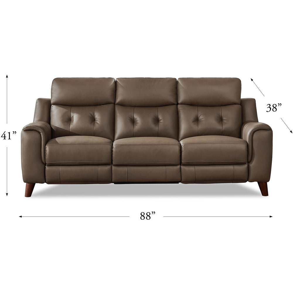 Torino Power Headrest Top Grain Leather Zero Gravity Reclining Sofa Brown Genuine Leather Wood Primary Living Space Medium Firm Tight Back Mid Century Modern Eucalyptus Pillow Top Arms Memory Foam Leather 3 Seat
