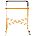 Homcom 4 Step Steel 4.6 X 2 X 6 Ft. Scaffold 2 Wheels Free Moving For Indoor & Outdoor Decoration Anti Skid, 440 Pound Capacity Black Steel