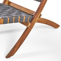 Huntsville Foldable Chair Set Of 2 Black Brown Acacia Wood