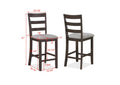 Rustic Farmhouse Transitional 5 Pc Counter Height Dining Set Square Table Wood Top Bottom Display Shelf Linen Look Fabric Upholstery Chair Wooden Dining Room Furniture Light Brown Finish Dinette Wood Wood Brown Ladder Back Gray Seats 4 Wood Dining Room