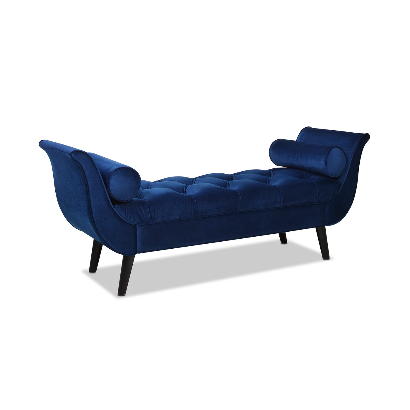 Alma Tufted Flared Arm Entryway Bench, Navy Blue Velvet Navy Blue Foam Velvet