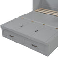 Queen Size Murphy Bed With Usb Ports, Large Drawers And Metal Handles,Gray Queen Gray Solid Wood Mdf