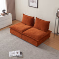 Modern Armless Accent Chair, Single Sofa Couch With Ottoman Compact Design, Space Saving Seating For Living Room, Bedroom, Apartment, Office Orange Wood Medium Soft Foam Chenille 1 Seat