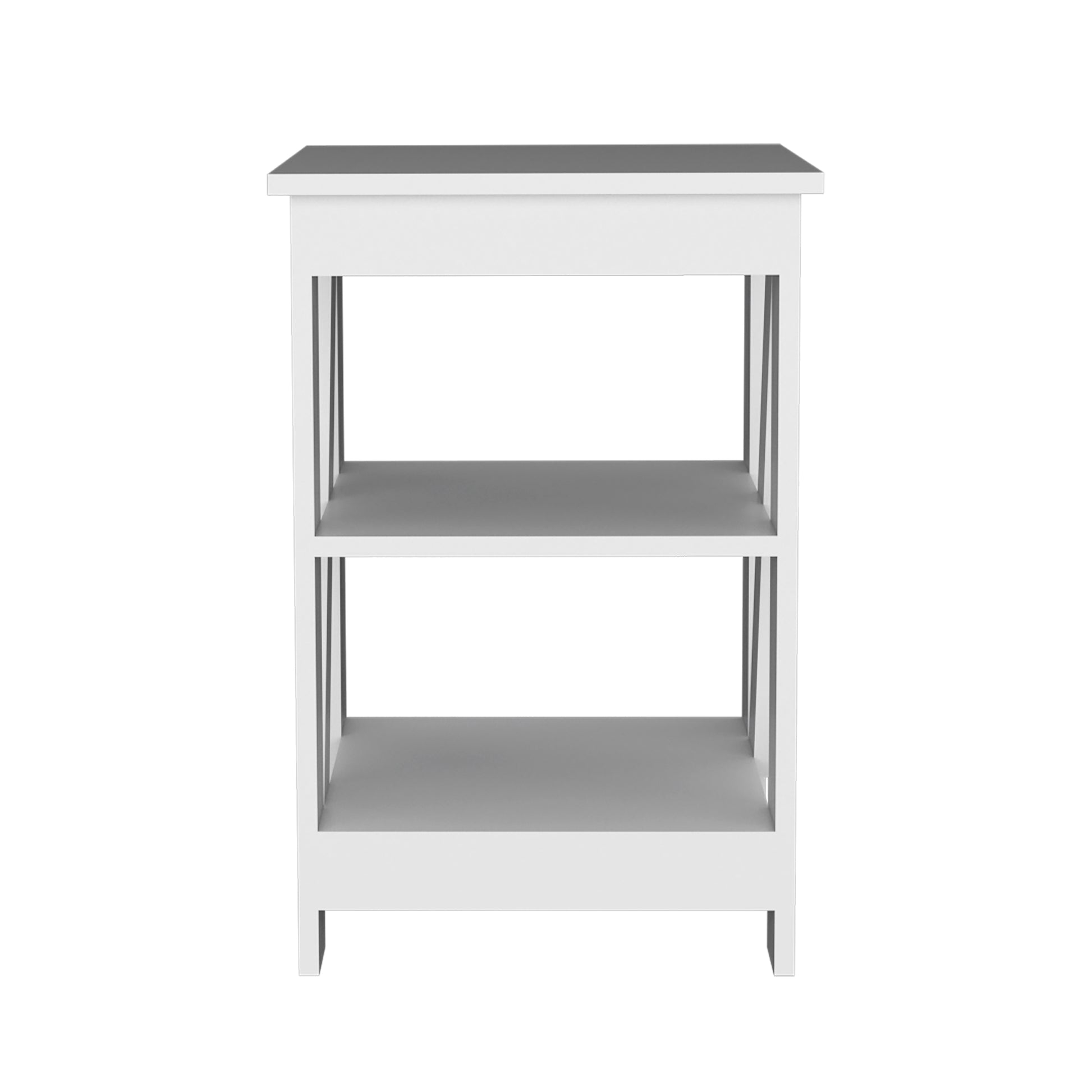 3 Tier End Table Nightstand, Side Table For Small Space, White White Solid Wood Mdf Engineered Wood