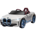 Aosom Electric Car For Kids, 12V Licensed Bmw Ride On Car With 2.4G Remote Control, Suspension System, Horn Honking, Music, Lights For Boys And Girls, White White Iron Plastic