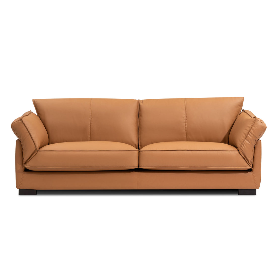 89.76 Inch Top Genuine Leather Sofa, 3 Seater Leather Couch, Mid Century Modern Couch For Living Room Bedroom Apartment Office, Tan Tan Genuine Leather 3 Seat