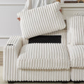 128 Inch Corduroy With Cup Holder Super Large L Shaped Sofa, Movable Footrest, Four Waist Pillows And Four Back Cushion, With Usb Port And T Pyce Port Beige Corduroy 3 Seat