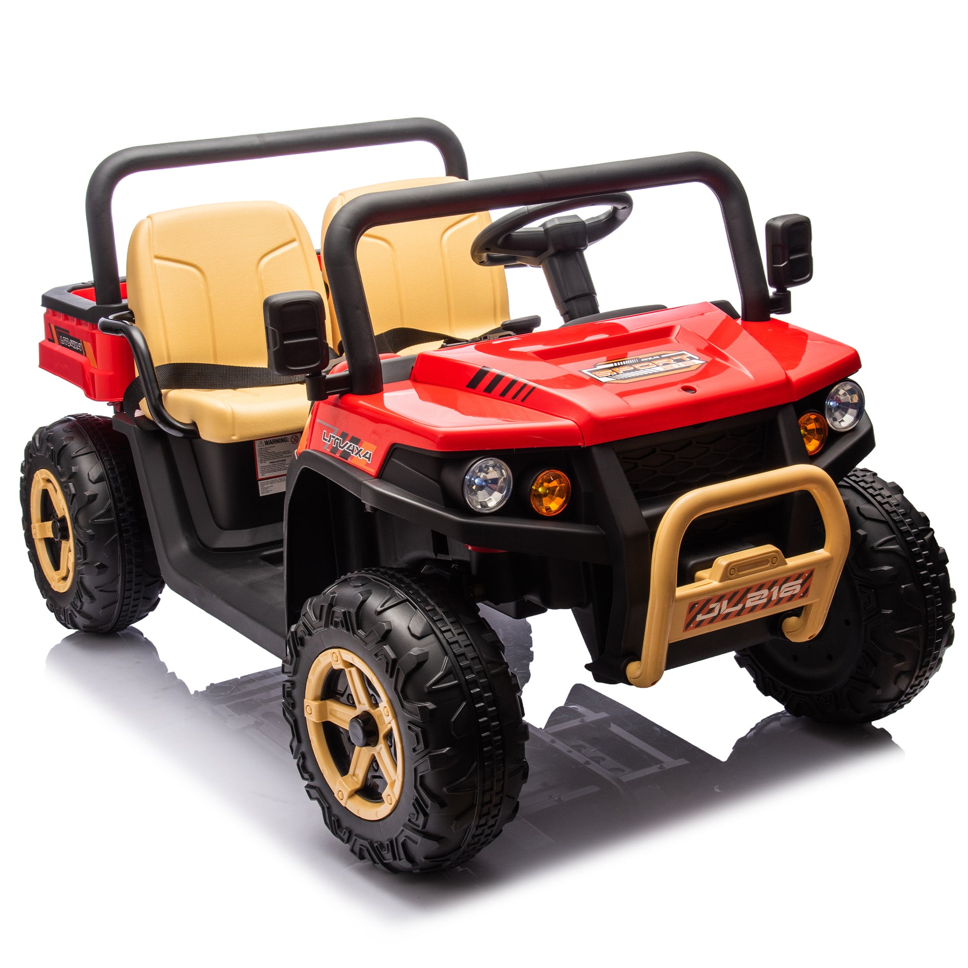 24V Xxxl Kids Ride On Utv W Parents Remote Control,Two Seater,Automatic Tipping Bucket,Rear Wheel Suspension,Slow Start,Portable Handle,Safety Belt,Led Light,Usb,Mp3,Bluetooth,Horn For Kids Aged 3 8. Red 50 99 Lbs Polypropylene