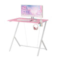 Techni Mobili Kids Gaming Desk, Pink Pink Office Modern Rectangular Rectangular Mdf Steel