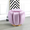 Bubblegum Pink Melody Round Ottoman Pink Velvet Wood Primary Living Space Backless Solid Pink Round Armless Fabric Metal