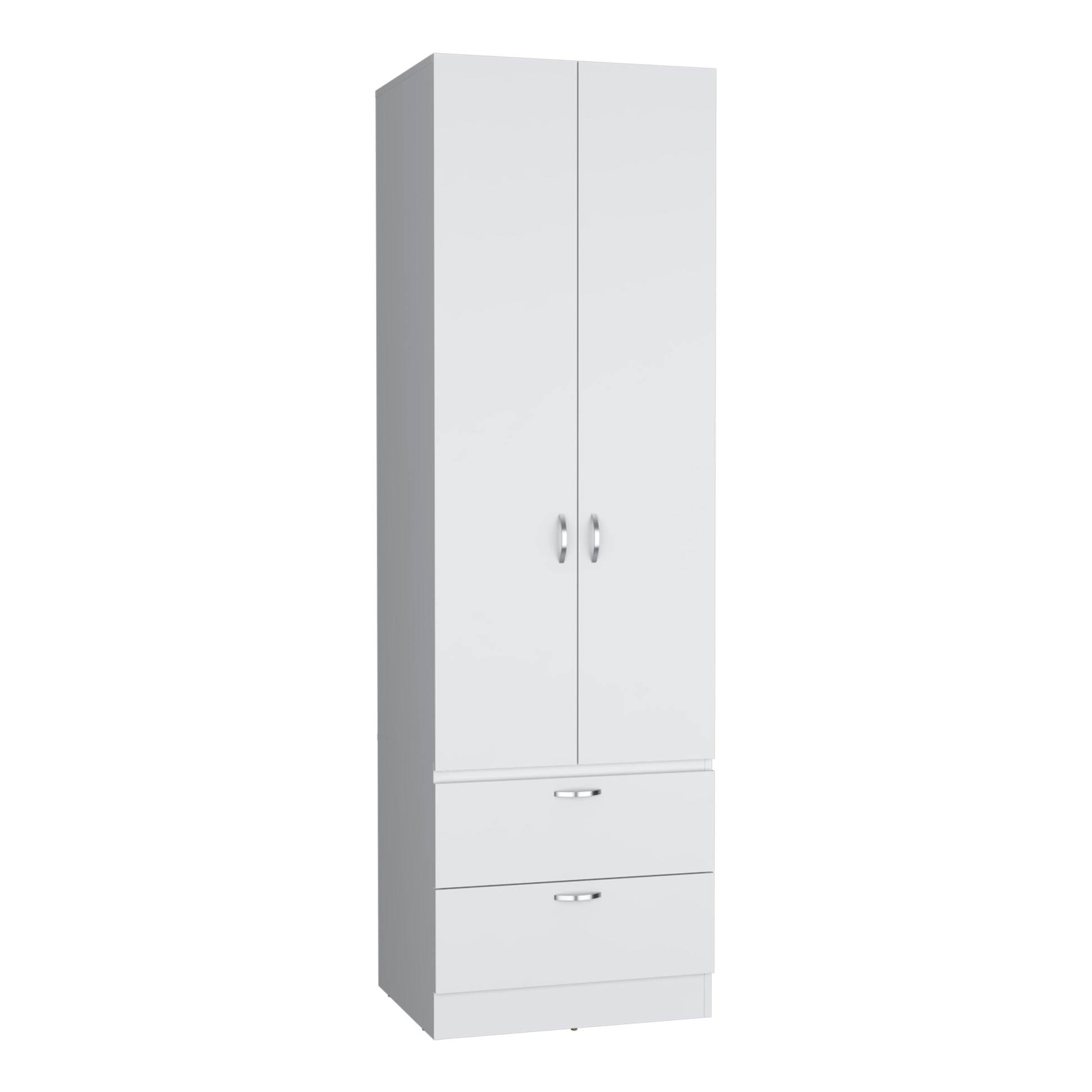 Vico 76" High Armoire Wardrove Closet With 2 Drawers, Double Door Cabinetone Shelf And Hanging Rod, Bedroom Clothes Storage Cabinet Organizer White Bedroom Modern Particle Board Engineered Wood