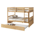 Full Over Full Rubber Wood Bunk Bed With Trundle, Ladder And Guardrails, Convertible To 2 Full Size Beds, With Twin Size Trundle,White Oak Full White Oak Bedroom American Design Bed Frame Rubber