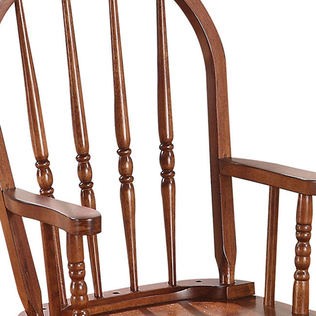 Tobacco Youth Rocking Chair With Turned Base Solid Brown Primary Living Space Rocking Chairs Rubberwood Slat Back Wood