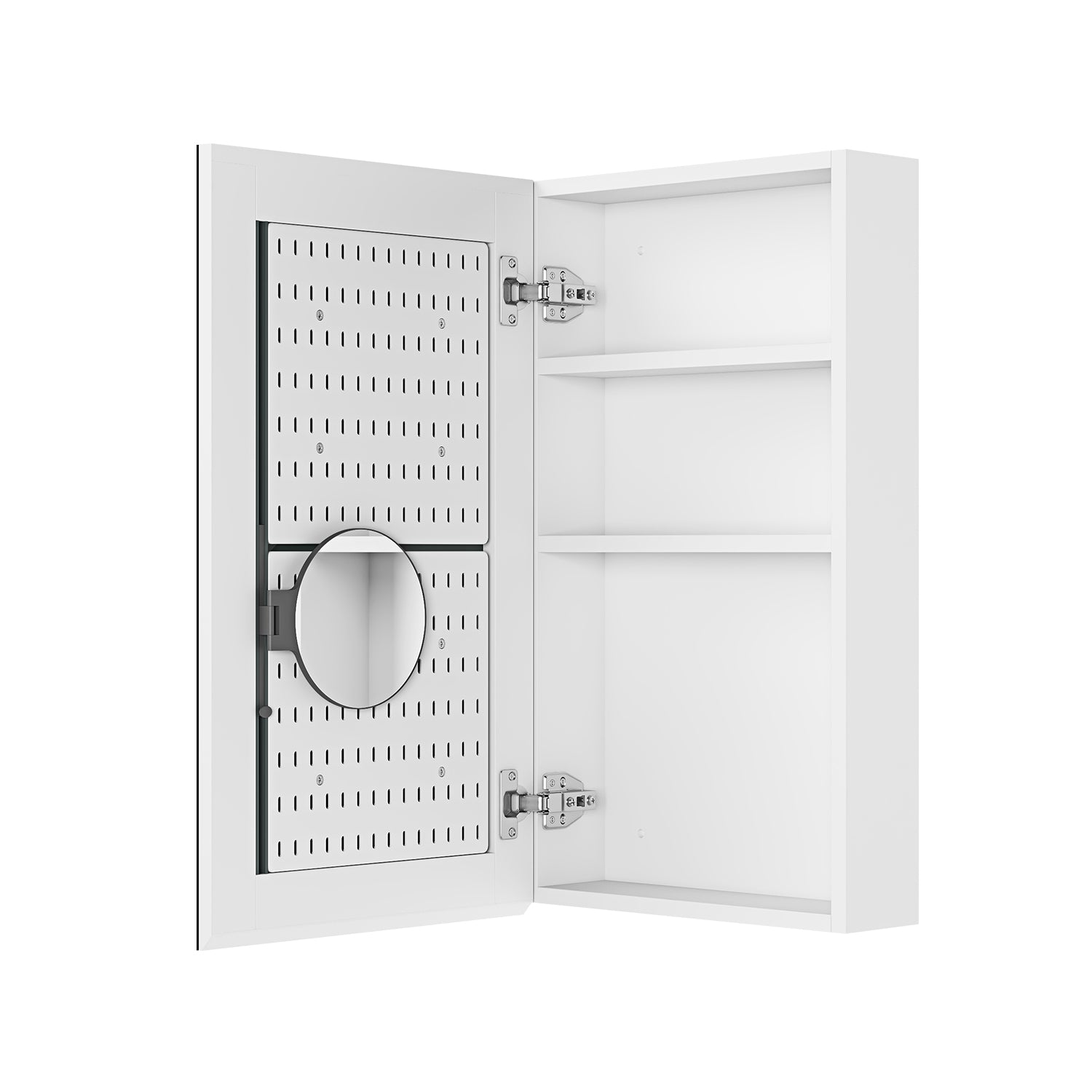 15'' W X 26'' H Bathroom Mirror Medicine Cabinet Wooden Door Medicine Cabinets For Bathroom, Wall Mounted Recessed Or Surface, Bathroom Mirror With Storage, Left Opening Door White Engineered Wood